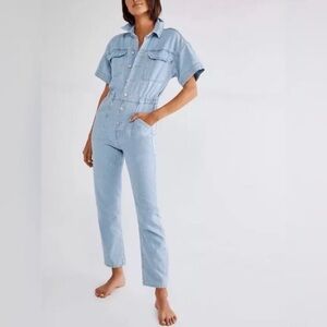 FREE PEOPLE x We The Free Marci Denim Jumpsuit in Clear Skies